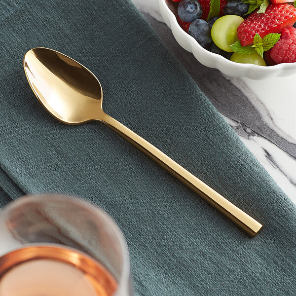 Acopa Phoenix Gold 7 3/4" 18/0 Stainless Steel Forged Dinner / Dessert Spoon - 12/Case